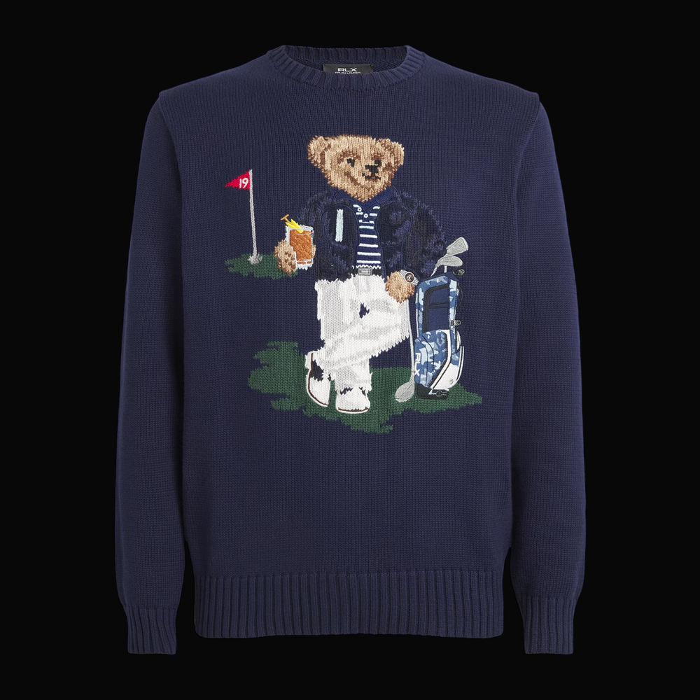 Ralph Lauren Cotton-Coolmax Golf Bear Sweater 'Navy'