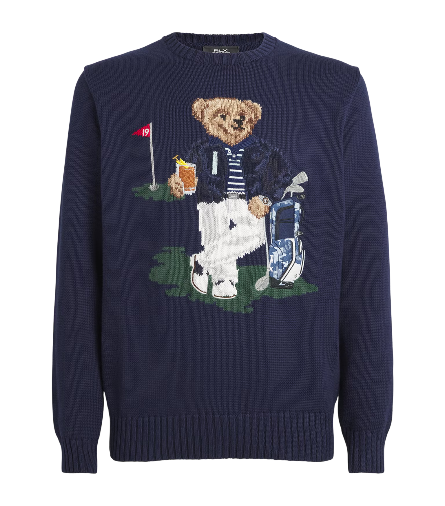 Ralph Lauren Cotton-Coolmax Golf Bear Sweater 'Navy'