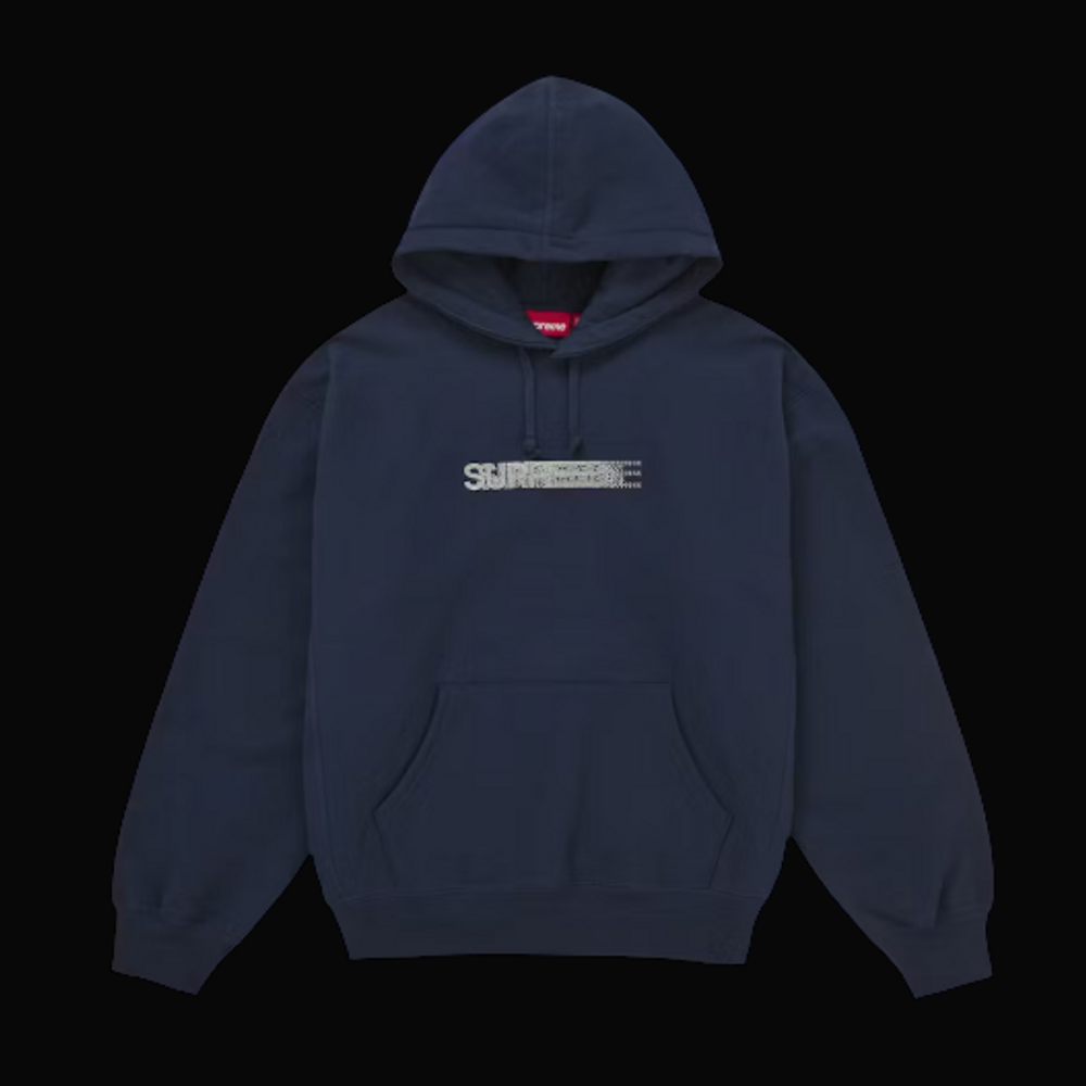 Supreme Swarovski Motion Logo Hooded Sweatshirt 'Navy'