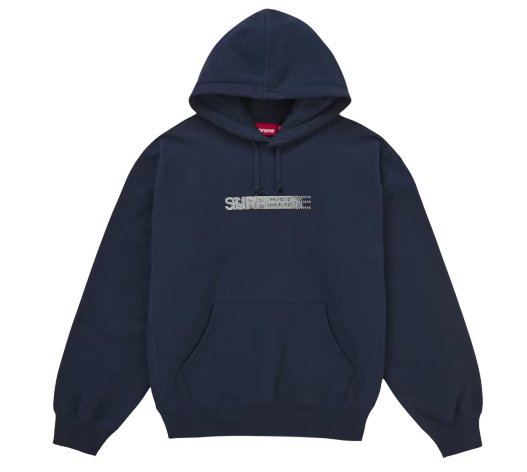 Supreme Swarovski Motion Logo Hooded Sweatshirt 'Navy'